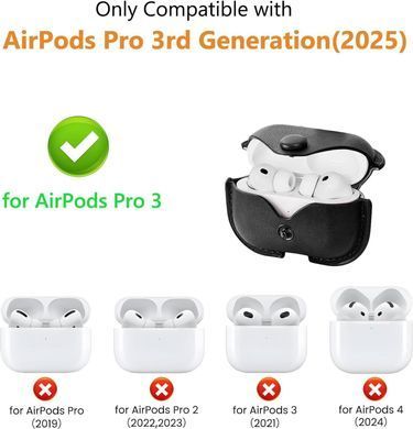 Чехол кожаный с карабином AirPods Pro 3 - Красный