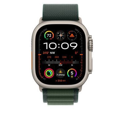 Ремінець Apple 49mm Dark Green Alpine&nbsp;Loop -&nbsp;Large - Natural Titanium Finish (MXMW3)