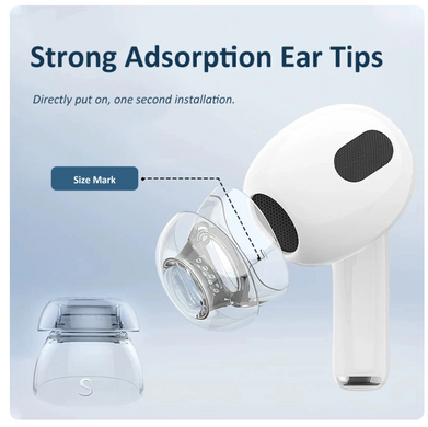Накладки поліуретанові вакуумні чорні для AirPods 3 / 4 - Розмір L