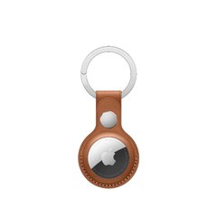Шкіряний брелок для AirTag з кільцем для ключів, золотисто-коричневий колір