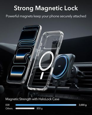 Автомобільна зарядка ESR Wireless Car Charger with CryoBoost (HaloLock) - Black