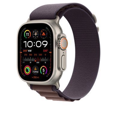 Ремешок Apple 49mm Indigo Alpine Loop - Large - Natural Titanium Finish (MT5R3)