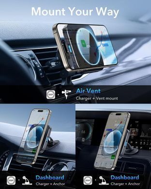 Автомобільна зарядка ESR Magnetic Wireless Car Charger(Halolock) - Black