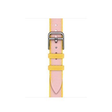 Ремешок Apple Watch Herm&egrave;s - 42mm Rose Sakura/Jaune de Naples Twill Jump Attelage Single Tour (MDFN4)