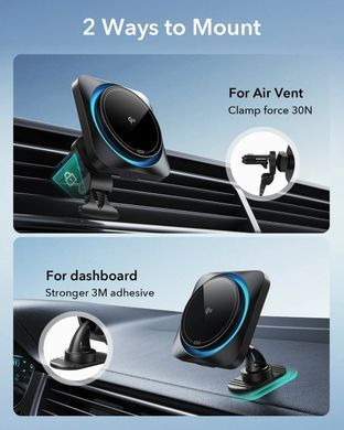 Автомобильная зарядка ESR Qi2 Wireless Car Charger (HaloLock) - Black