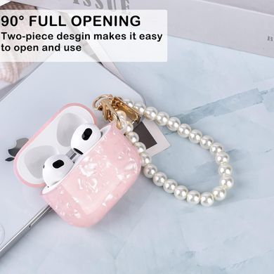 Чехол силиконовый со шнурком из жемчужен для AirPods 3 - Розовый