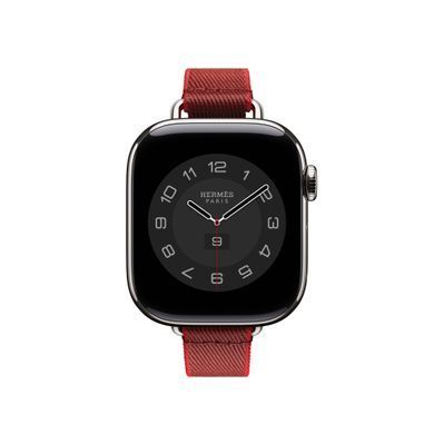 Ремінець Apple Watch Herm&egrave;s - 42mm Rouge Grenat/Vermillon Twill Jump Attelage Single Tour (MXJF3)