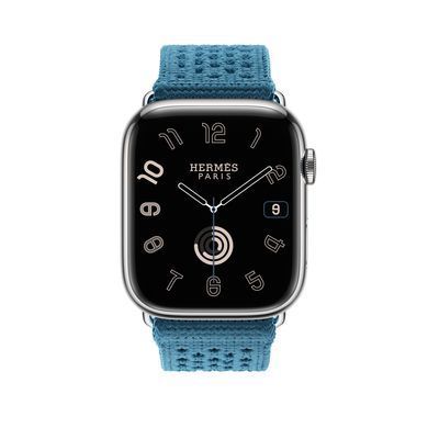 Ремінець Apple Watch Herm&egrave;s Bleu Jean Tricot Single Tour - 45mm (MWPA3)